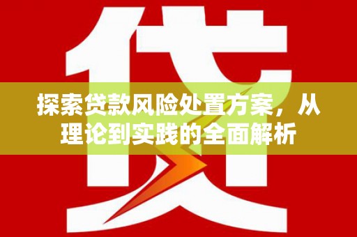 惠来探索贷款风险处置方案，从理论到实践的全面解析
